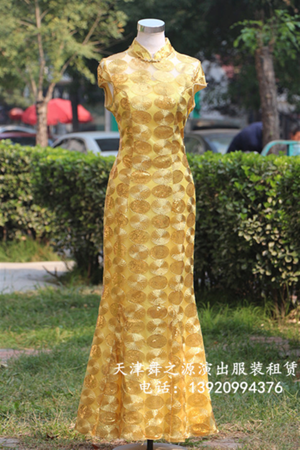 金色金丝线旗袍