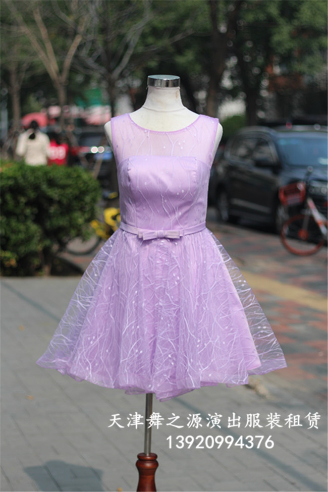 紫色短纱裙出租